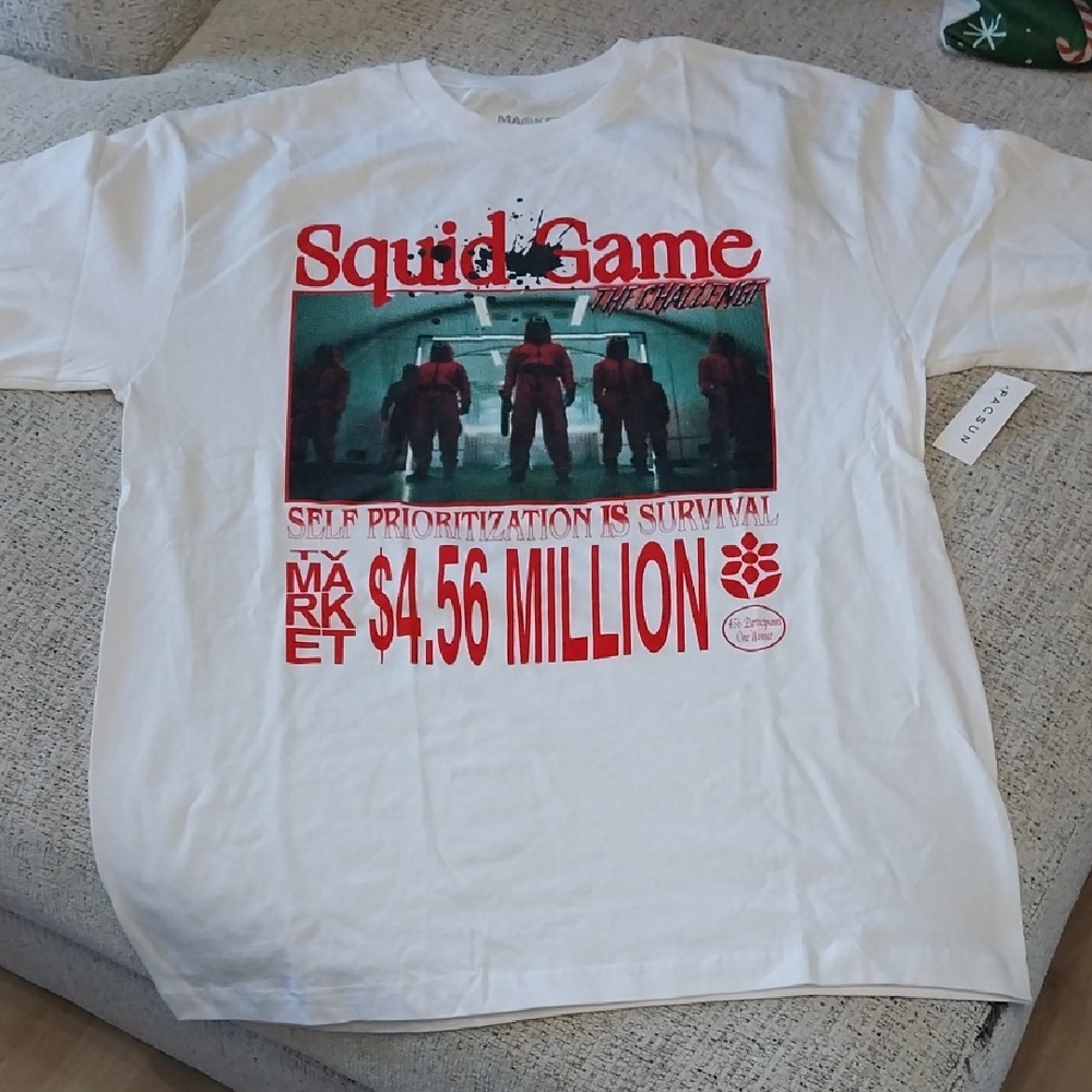 Squid Game Graphic Tee - White and Red